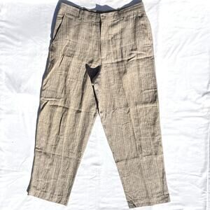 Reunion Menswear Linen Pants Khaki Striped Mens 36X30